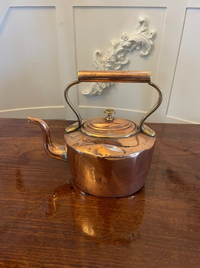 Unusual Small Antique George III Quality Oval Shaped Copper Kettle
